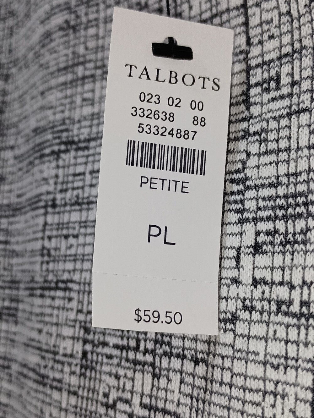Talbots Gray White Cross Hatch 3/4 Bell Sleeve Pullover Blouse Size Large Petite - Picture 3 of 7